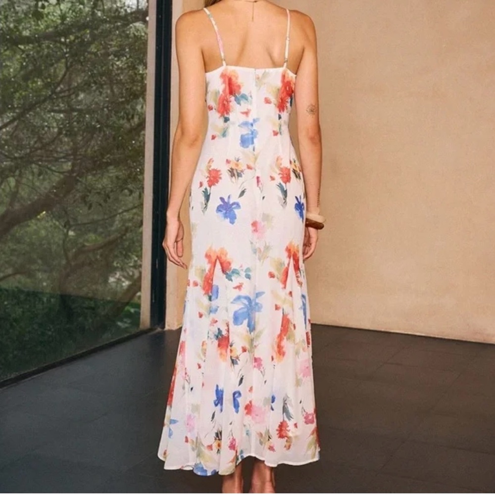 Semi-Sheer Floral Print Slip Maxi Dress